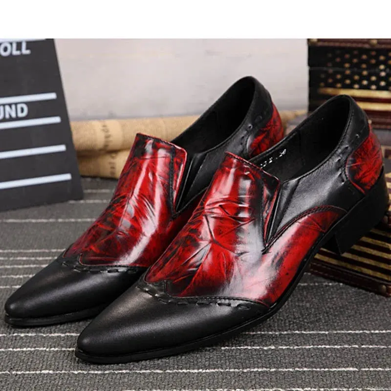 Men's Japanese Style Genuine Leather Pointed Toe Wedding Dress Shoes