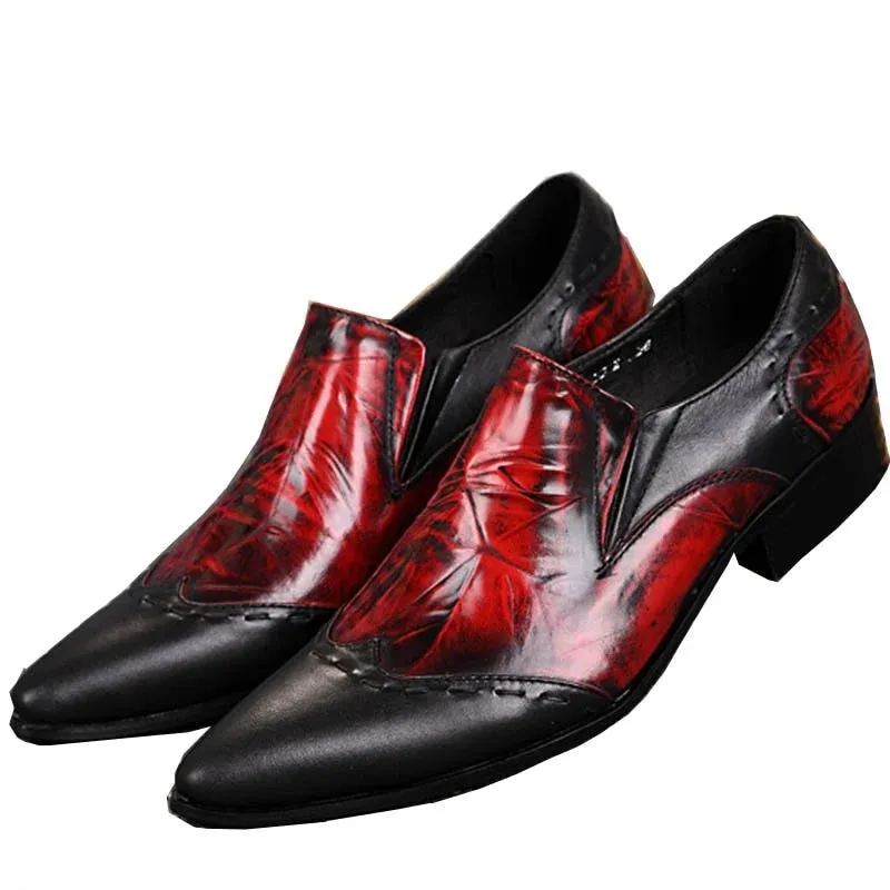 Men's Japanese Style Genuine Leather Pointed Toe Wedding Dress Shoes