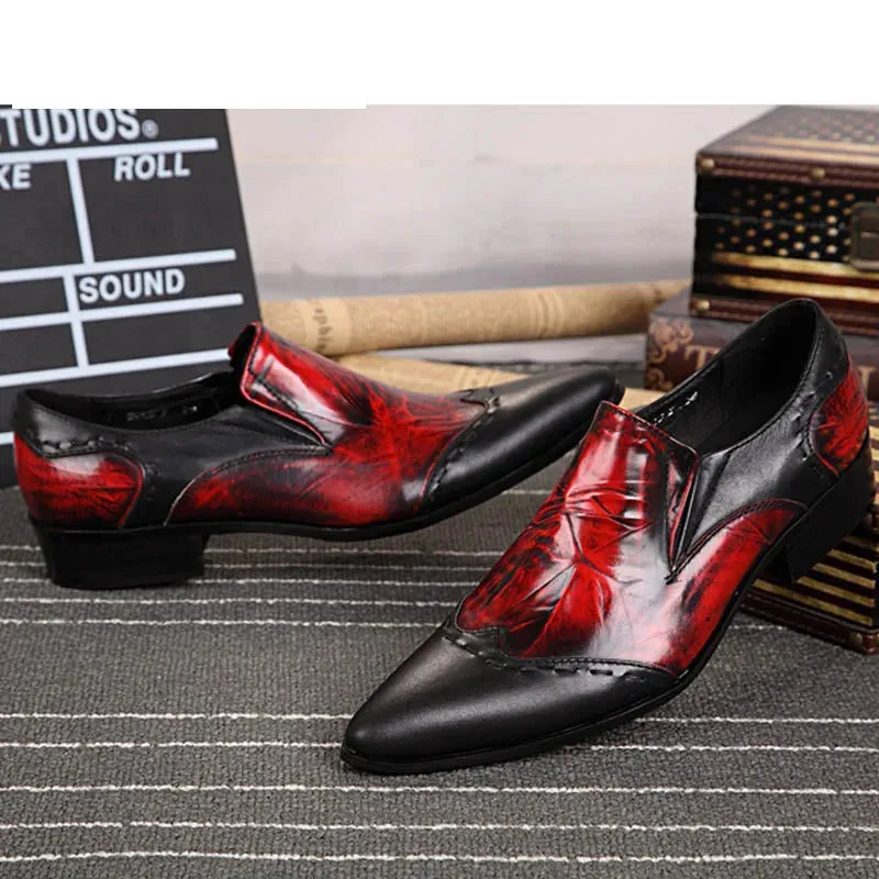 Men's Japanese Style Genuine Leather Pointed Toe Wedding Dress Shoes