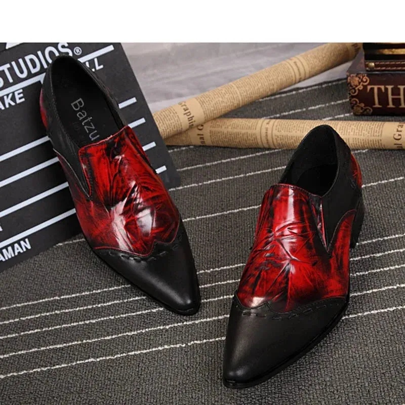 Men's Japanese Style Genuine Leather Pointed Toe Wedding Dress Shoes