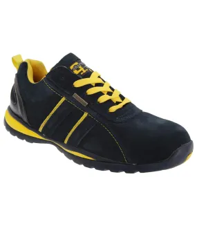 Mens safety toe cap trainer shoes navy blue/yellow Grafters