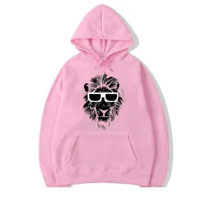 Men's Winter Casual Hip-Hop Fashion Lion Printed O-Neck Hoodie