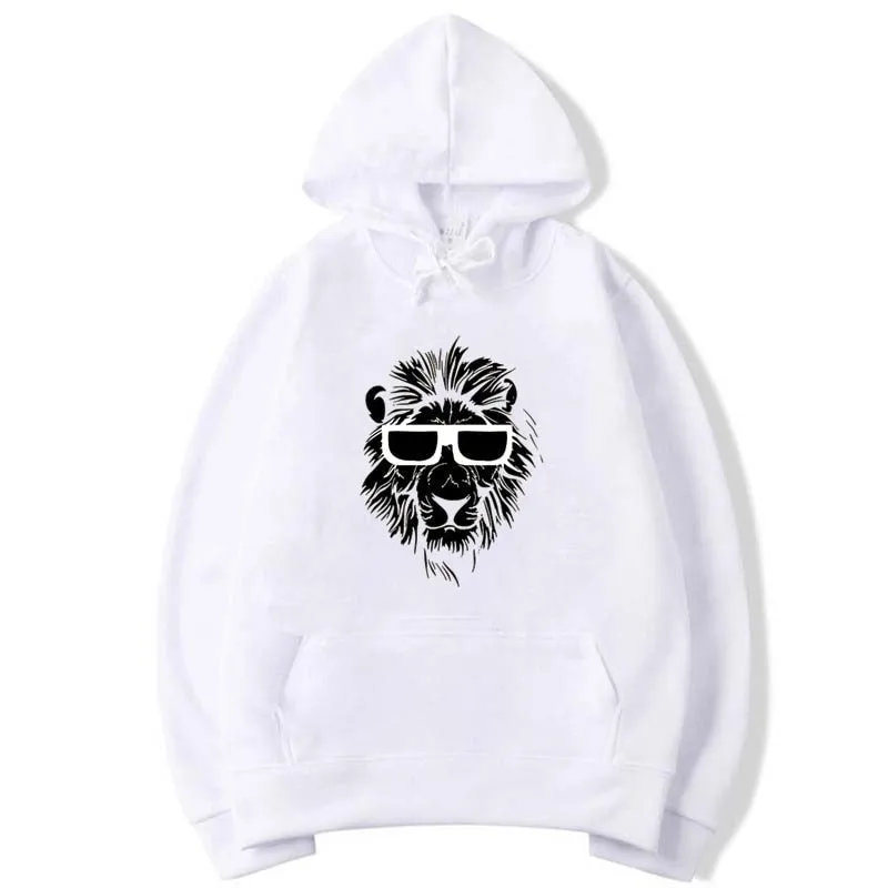 Men's Winter Casual Hip-Hop Fashion Lion Printed O-Neck Hoodie