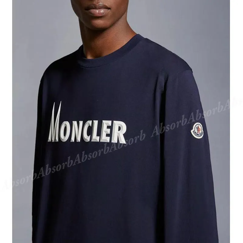 MONCLER  |Crew Neck Street Style Long Sleeves Plain Cotton