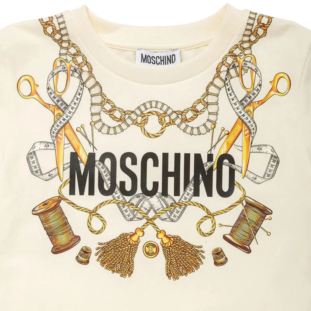 Moschino Leggings And T-Shirt Set Chains Logo Black & Cream