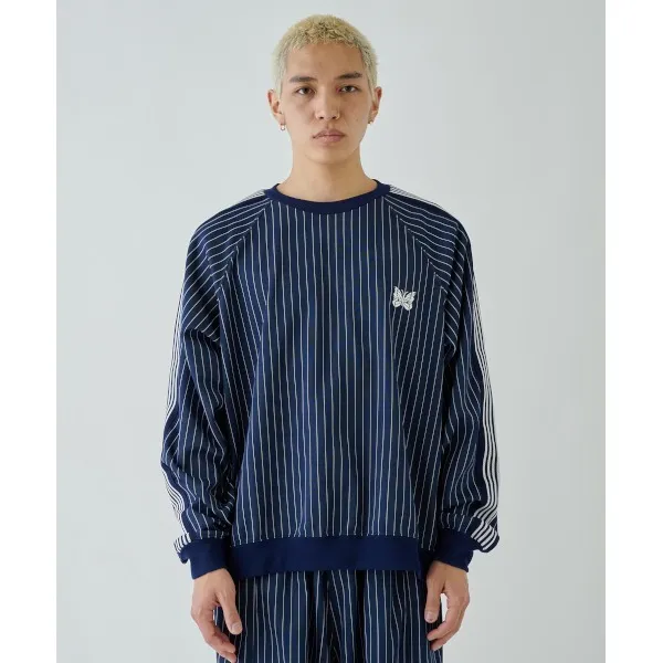 Needles  |Crew Neck Stripes Street Style Collaboration Long Sleeves