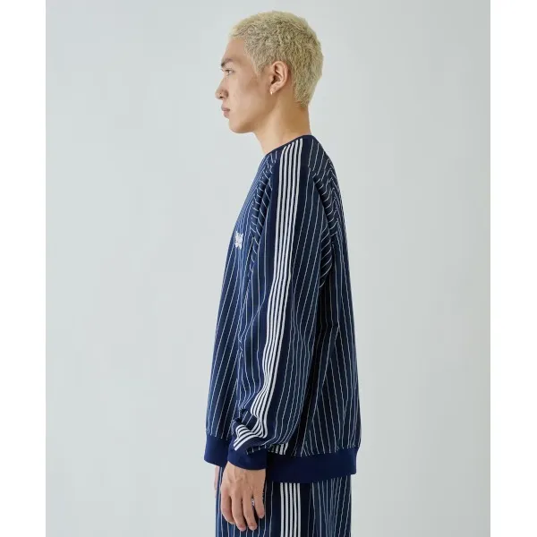 Needles  |Crew Neck Stripes Street Style Collaboration Long Sleeves