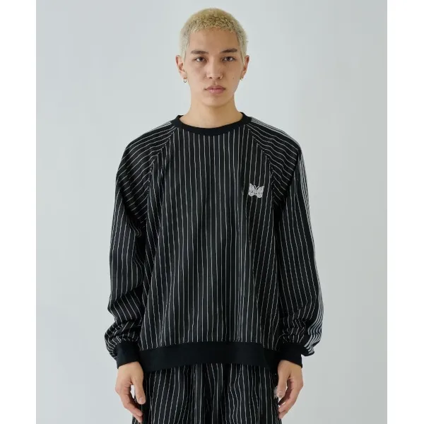 Needles  |Crew Neck Stripes Street Style Collaboration Long Sleeves