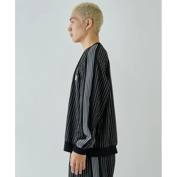 Needles  |Crew Neck Stripes Street Style Collaboration Long Sleeves