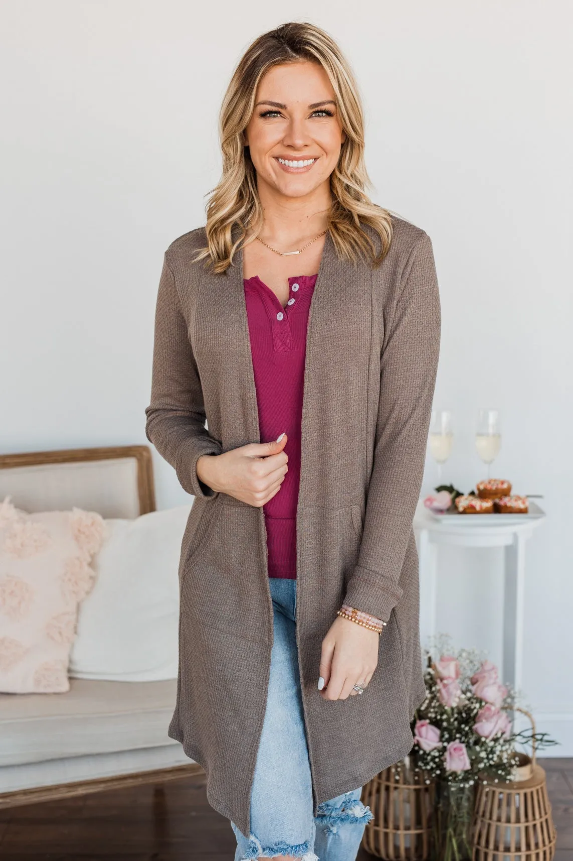 Never Afraid Knit Cardigan- Mocha