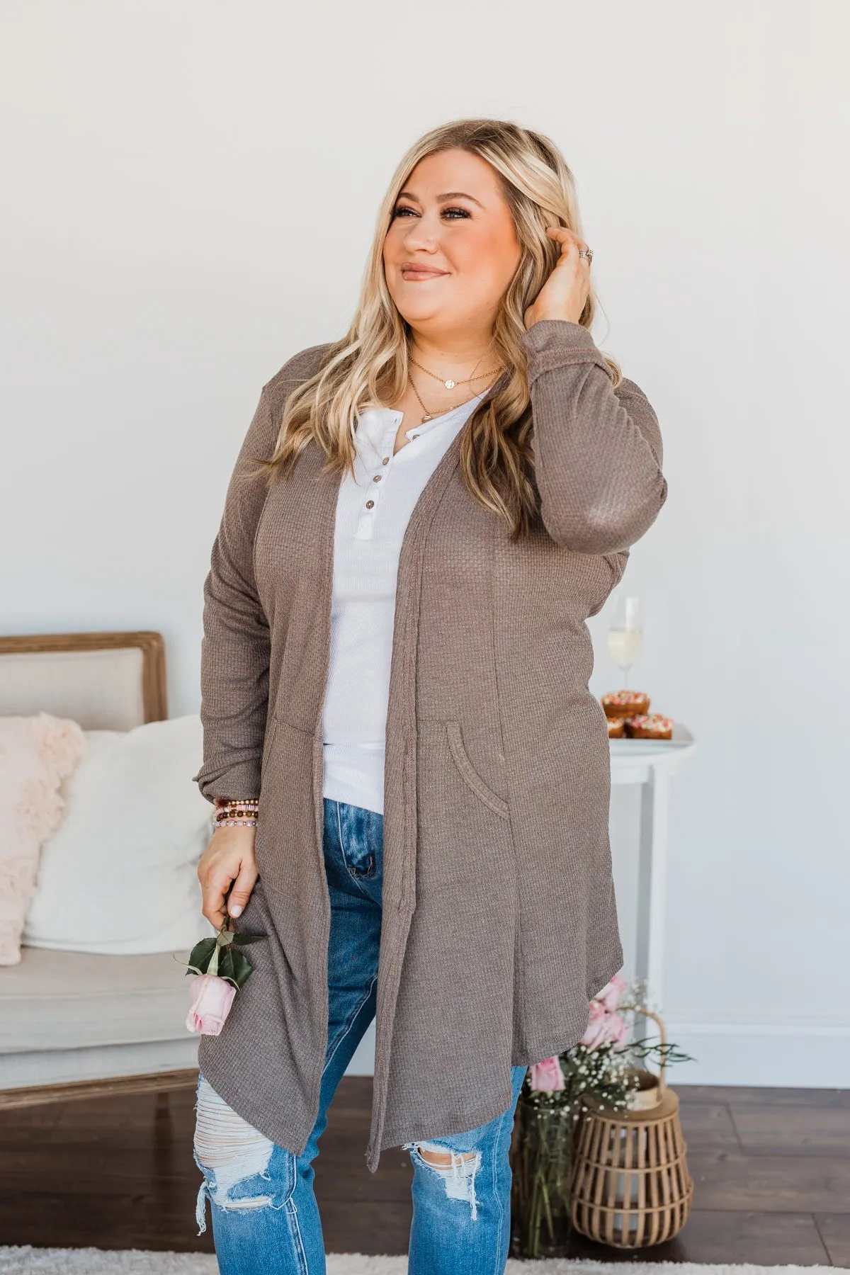 Never Afraid Knit Cardigan- Mocha