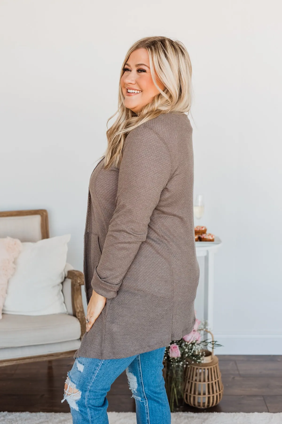 Never Afraid Knit Cardigan- Mocha