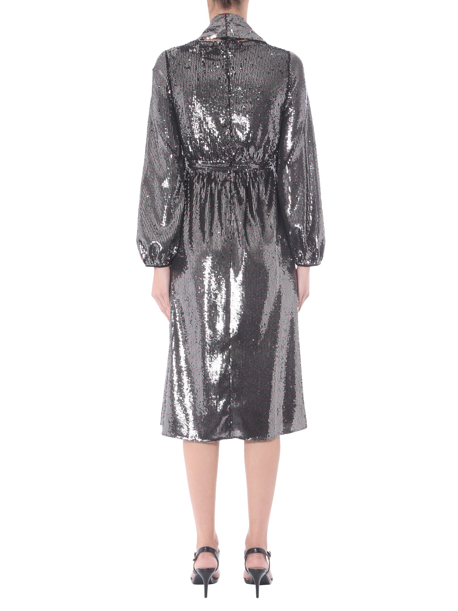 N°21    V-NECK DRESS WITH SEQUIN AND SCARF