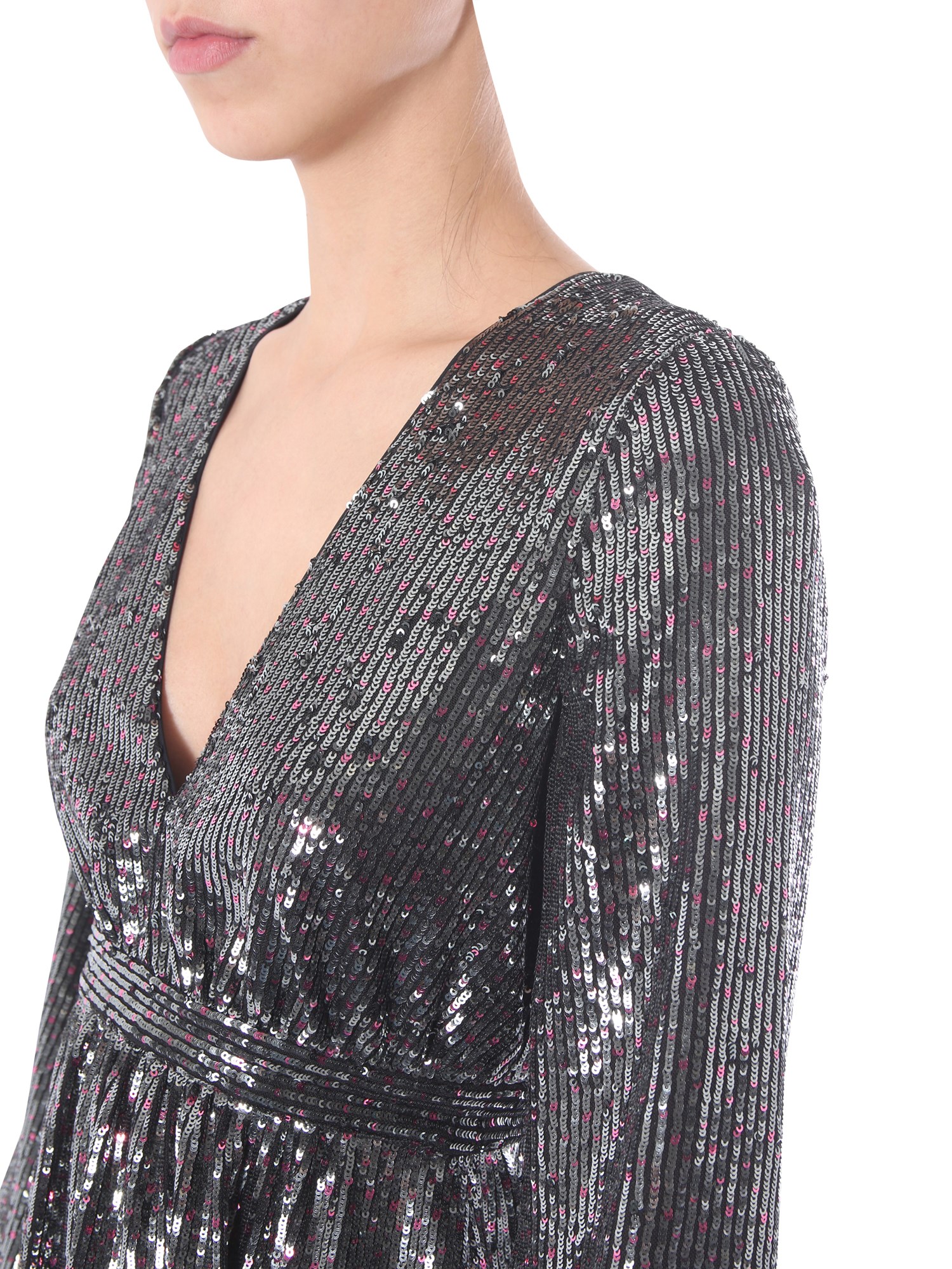 N°21    V-NECK DRESS WITH SEQUIN AND SCARF