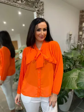 Orange Pleated Sleeve Blouse Diana