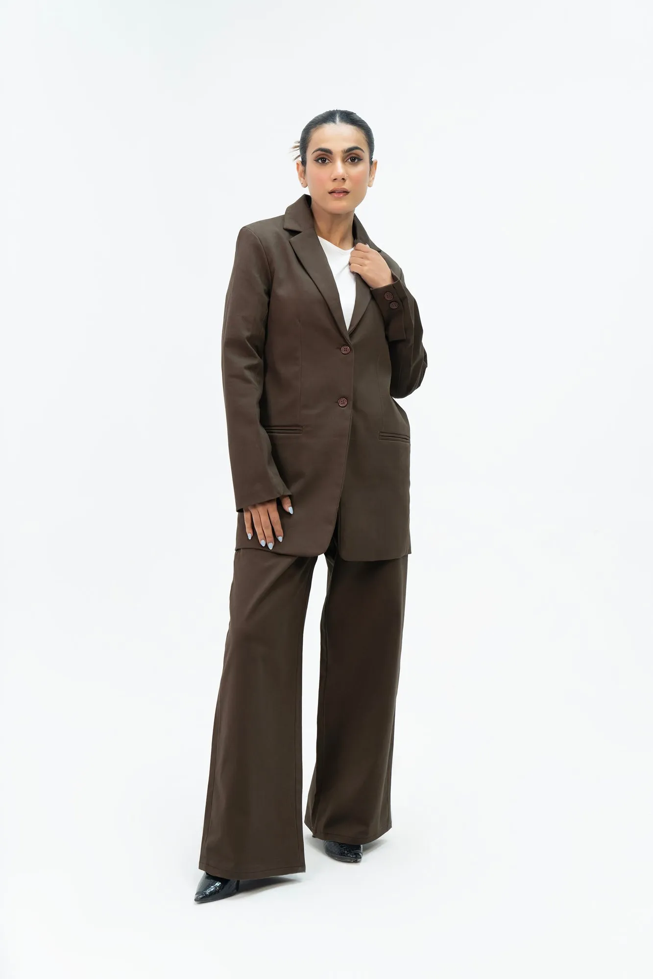 Oversized Tailored Blazer - Chocolate Brown