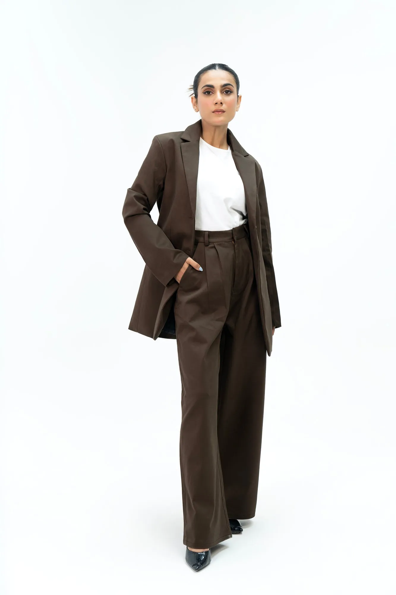 Oversized Tailored Blazer - Chocolate Brown