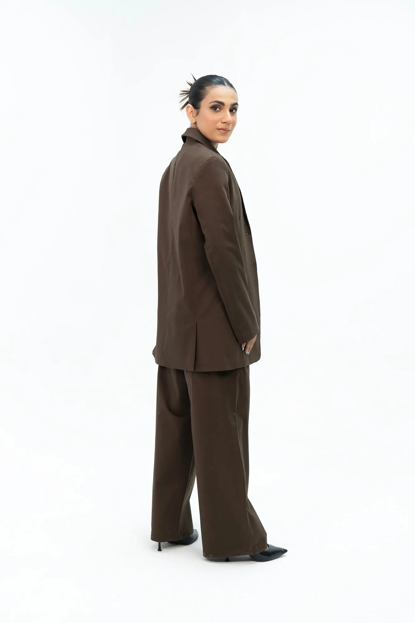 Oversized Tailored Blazer - Chocolate Brown