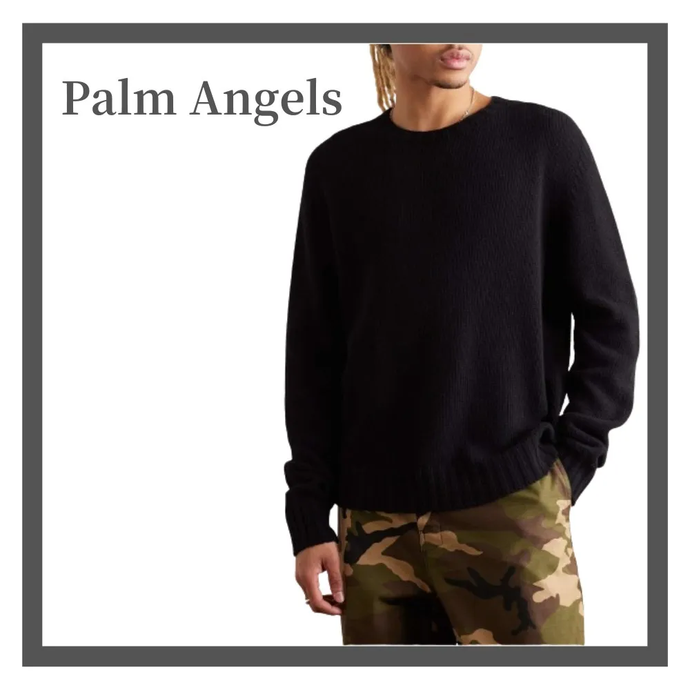 Palm Angels  |Crew Neck Pullovers Wool Street Style Long Sleeves Plain