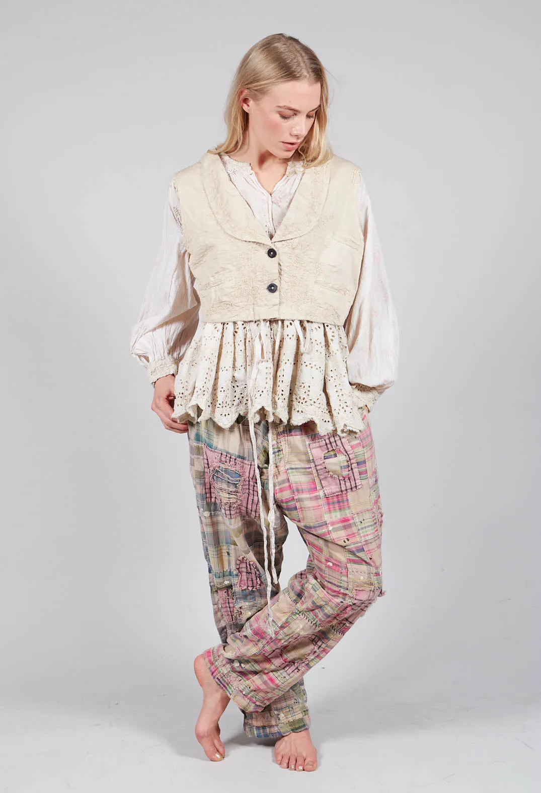 Patchwork Charmie Trousers in Madras Pink