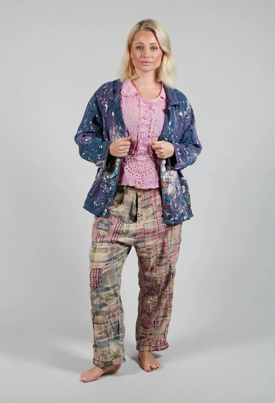 Patchwork Charmie Trousers in Madras Pink