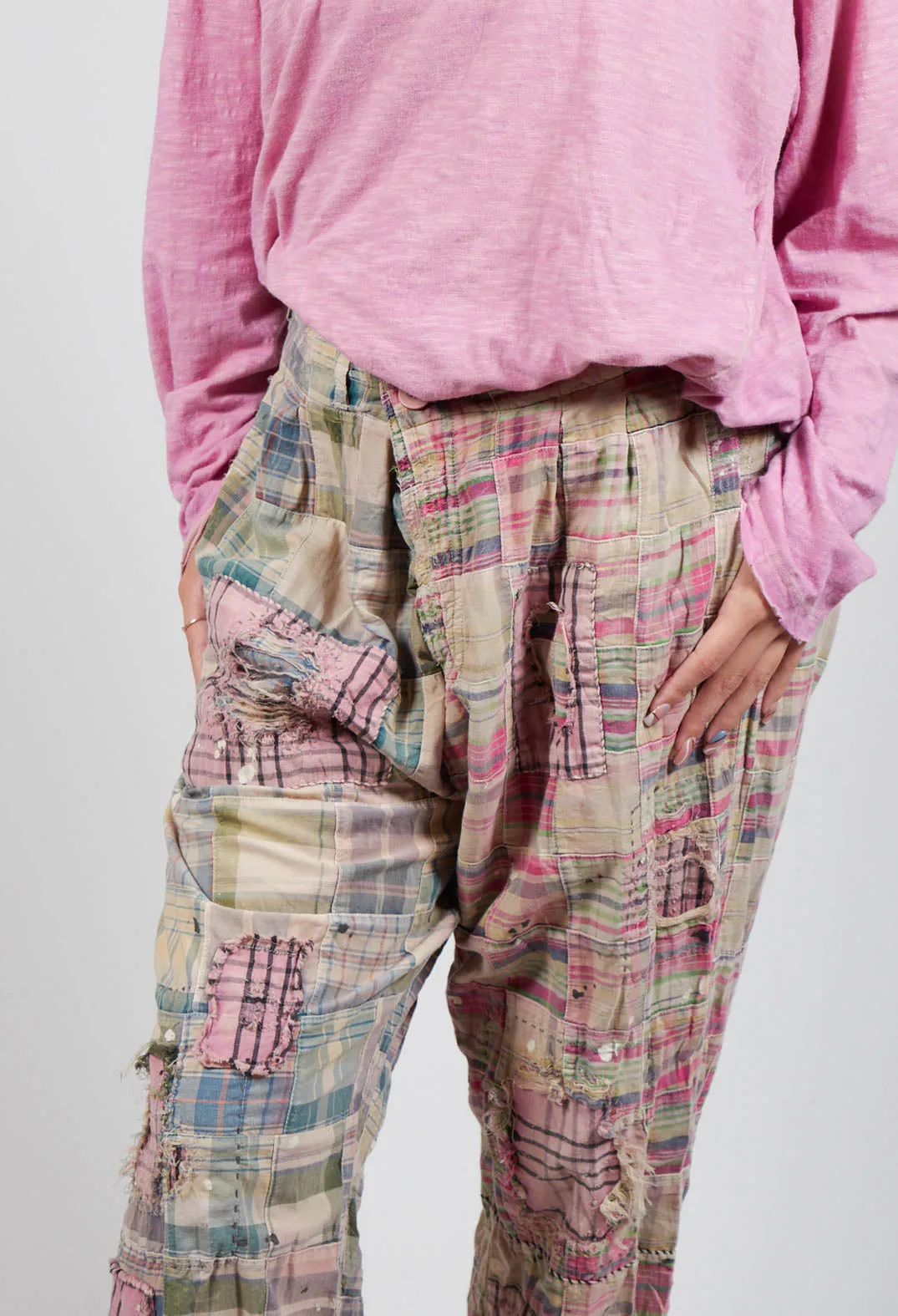 Patchwork Charmie Trousers in Madras Pink