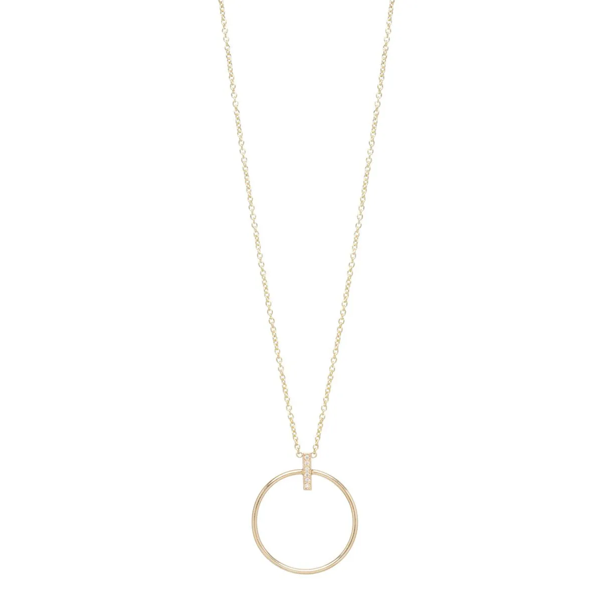 Pave Diamond Circle and Bar Necklace