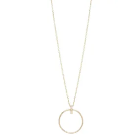 Pave Diamond Circle and Bar Necklace