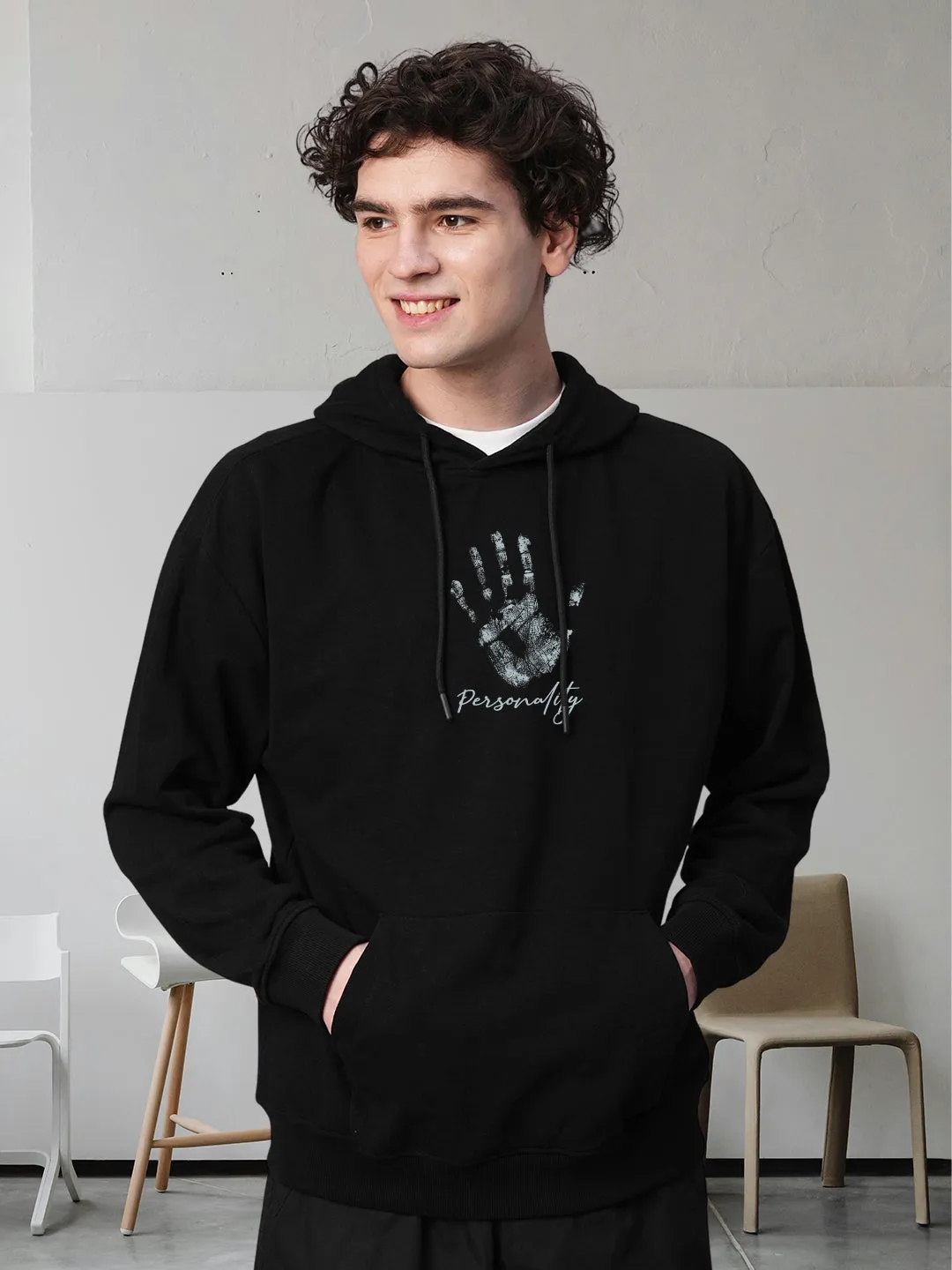 Personality Men Drop Shoulder Premium Terry Hoodie