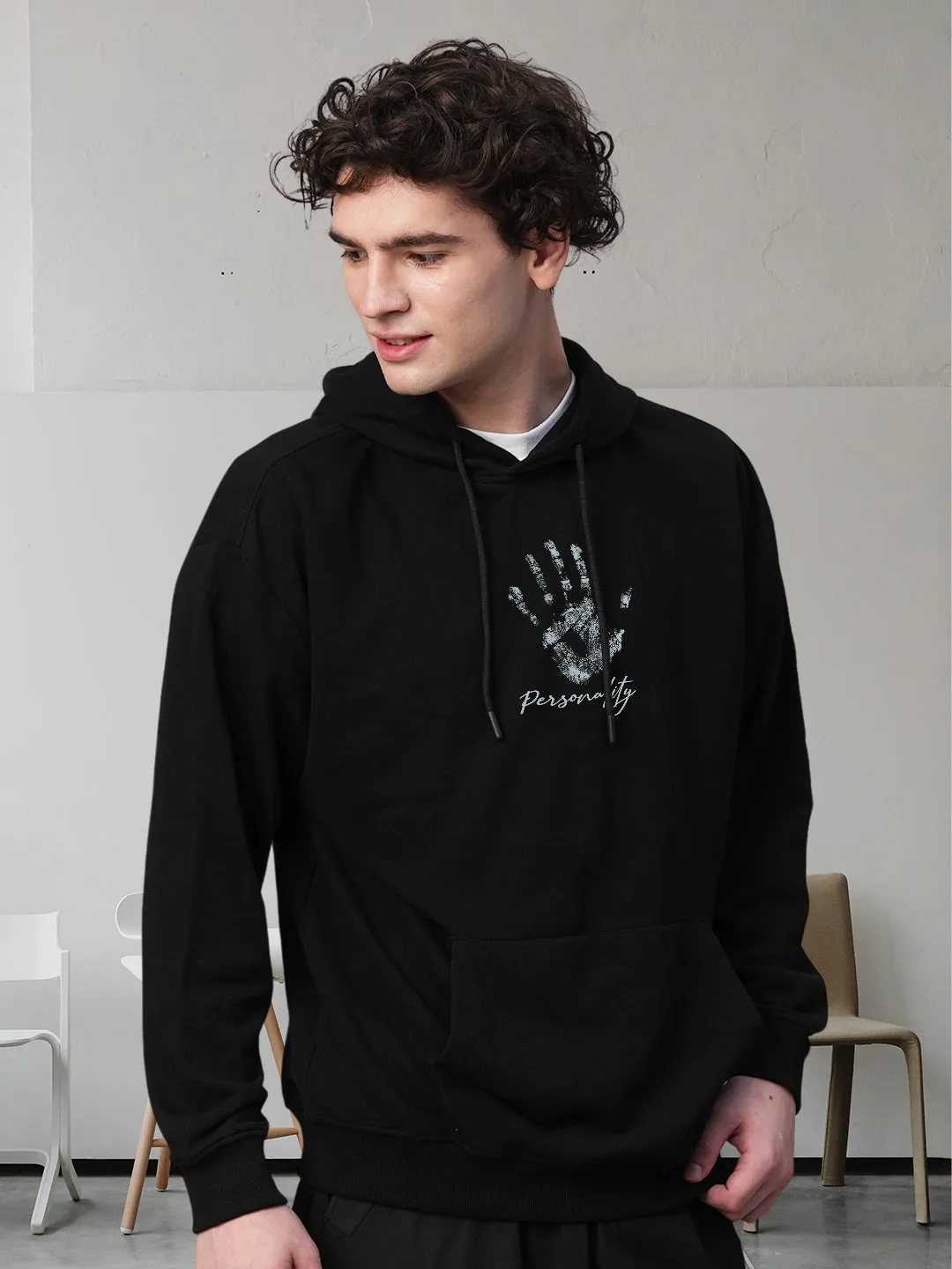 Personality Men Drop Shoulder Premium Terry Hoodie