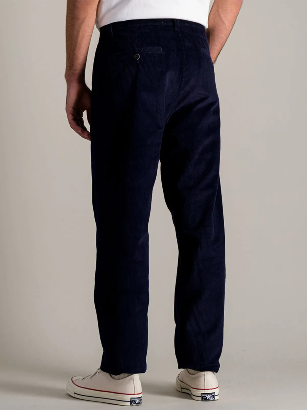 Pleated Corduroy Pants - Navy