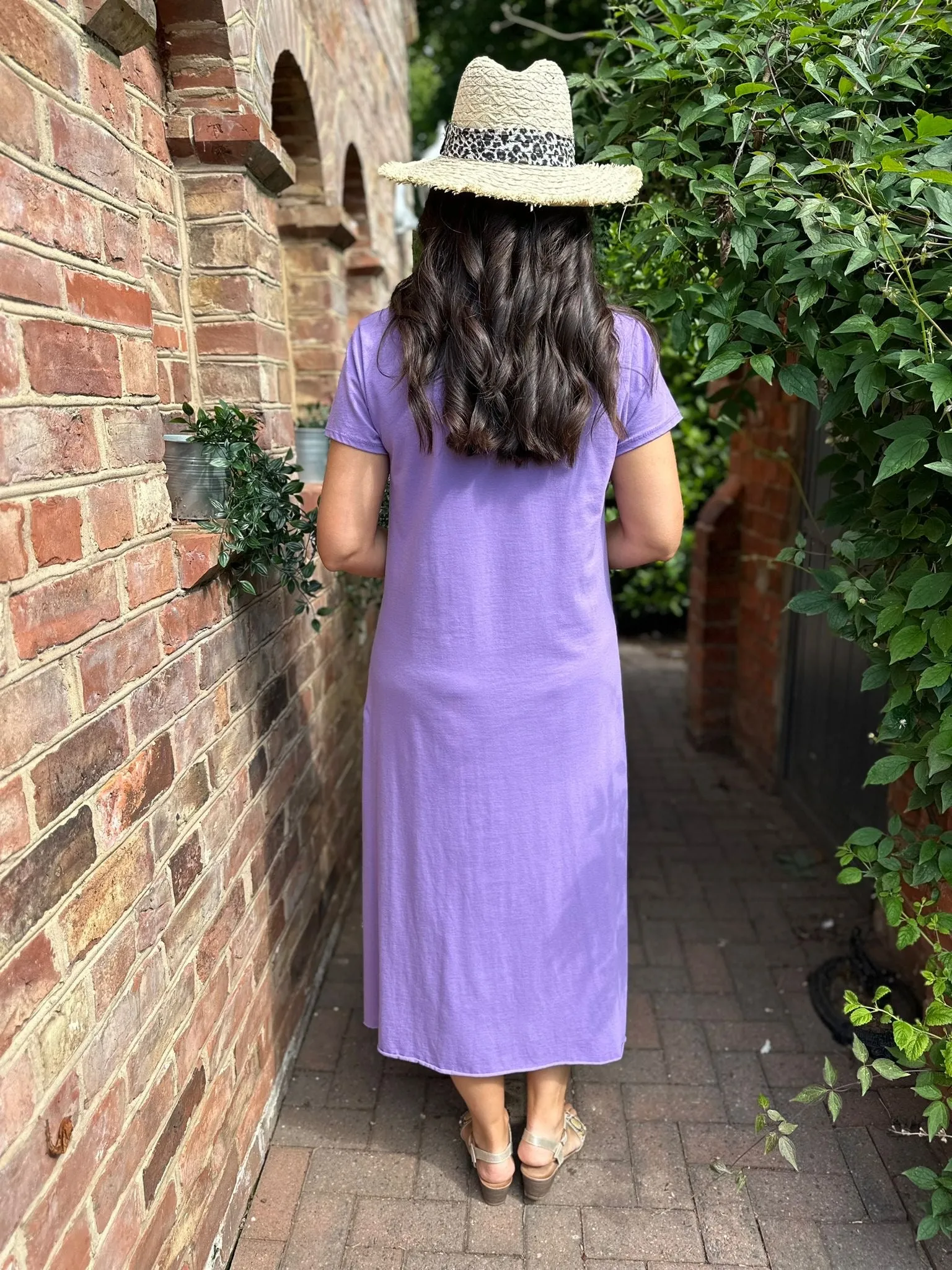 Purple V Neck Longline T-Shirt Dress Jess