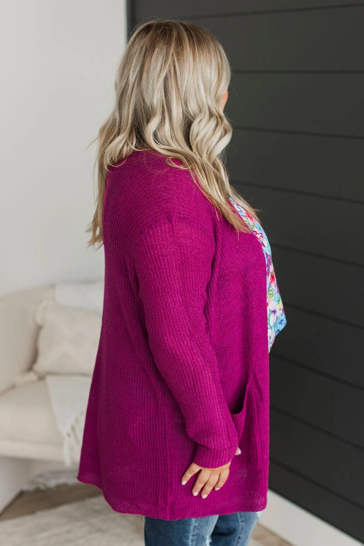 Remembering Us Knit Cardigan- Magenta