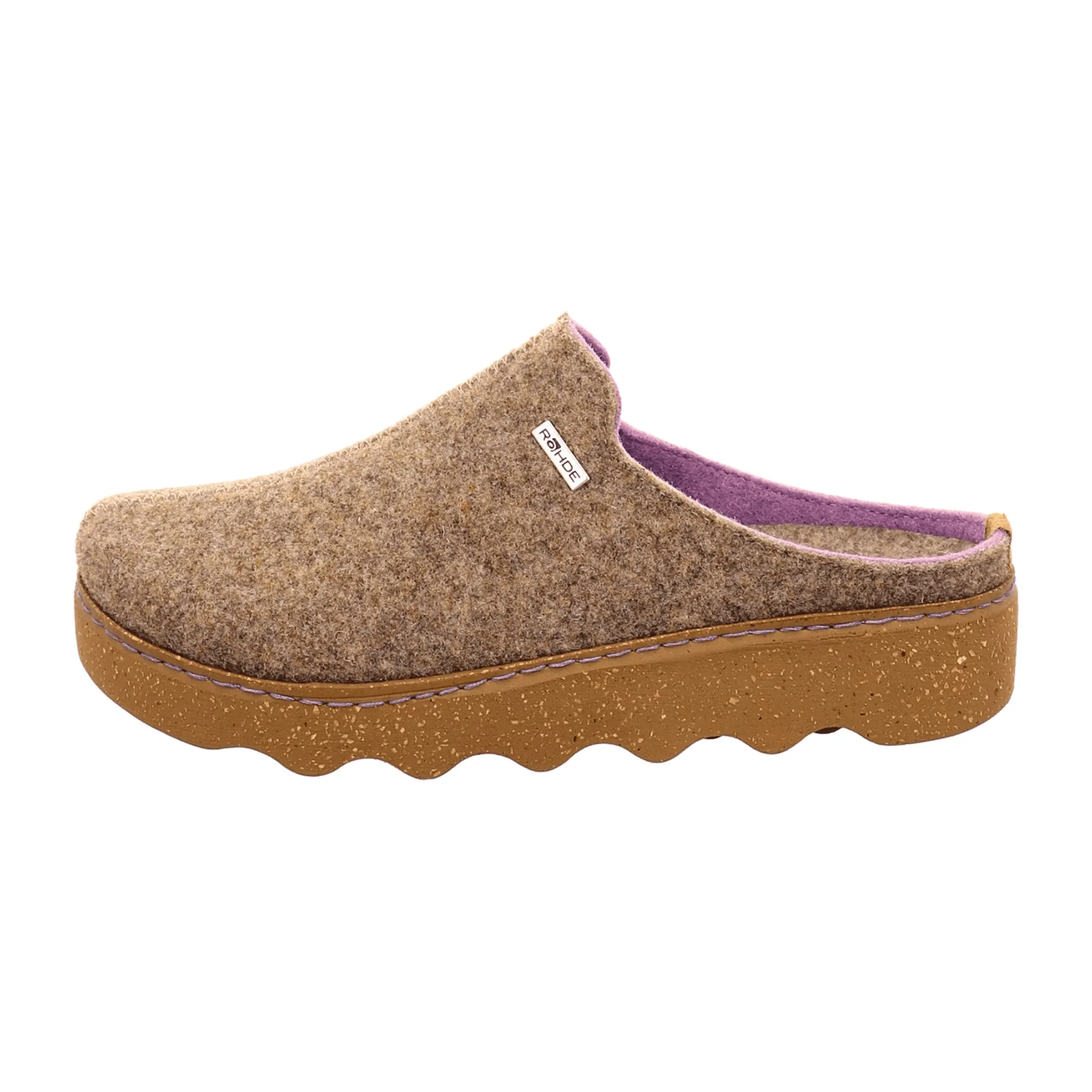 Rohde Foggia Beige Women's Shoes Felt Upper Flat Round Toe Removable Insole