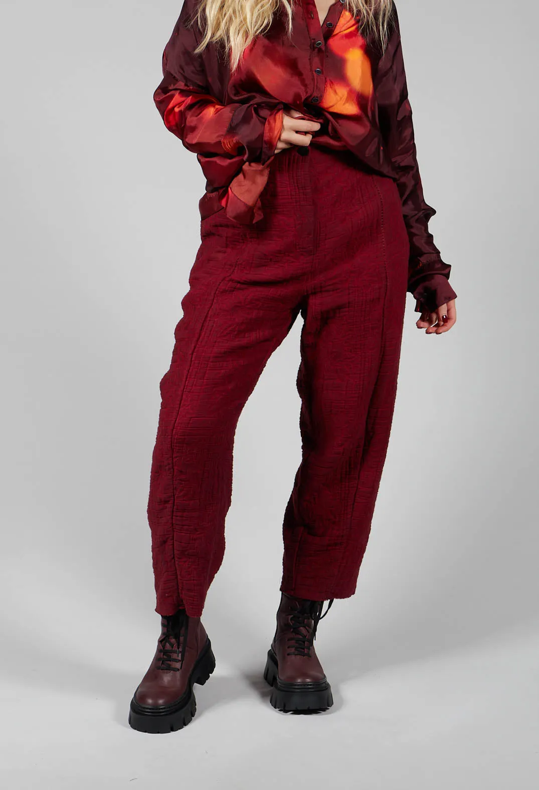 Rolled Cuff Seamed Trousers in Blood