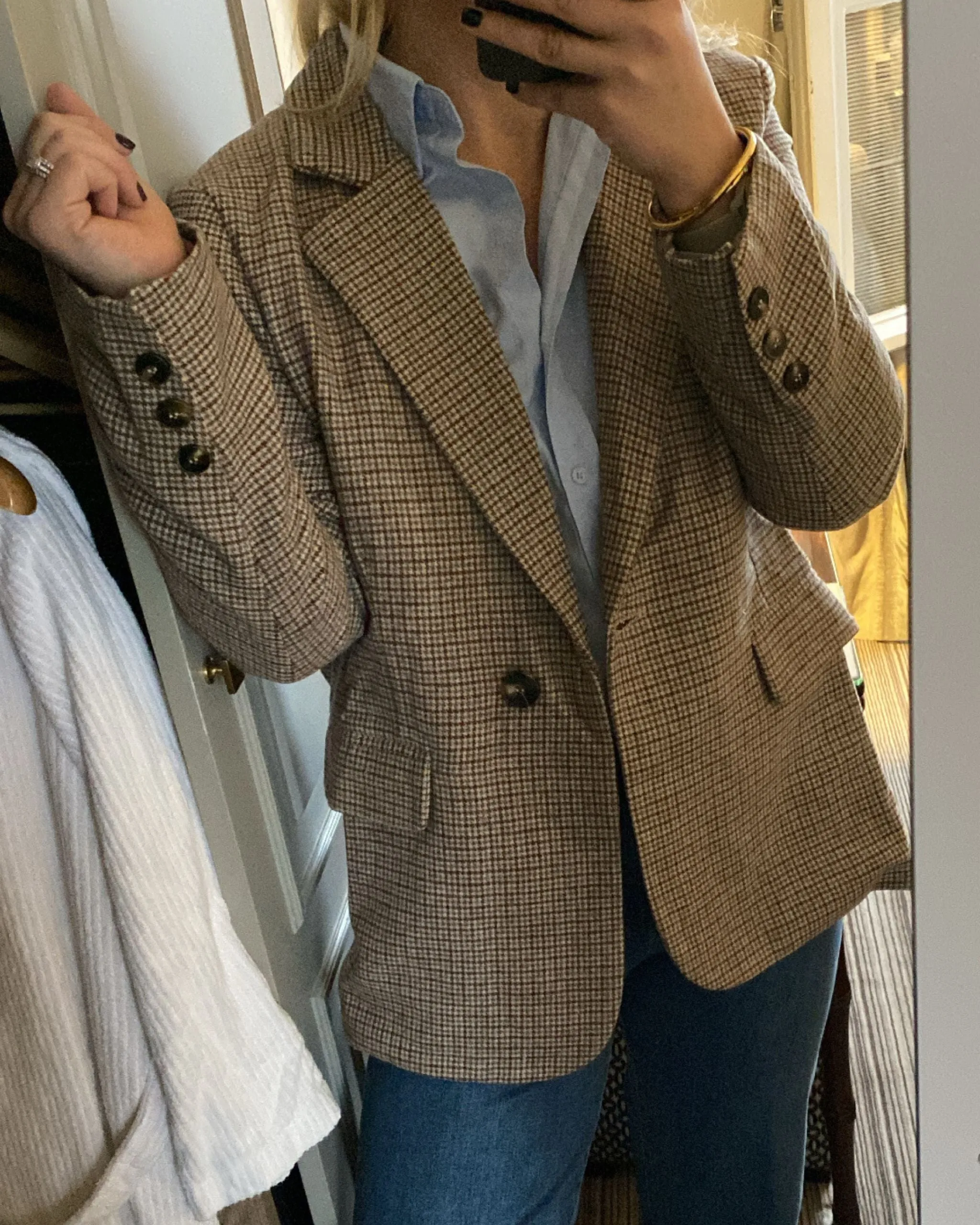 Rue de Grenelle Wool Blend Checked Blazer