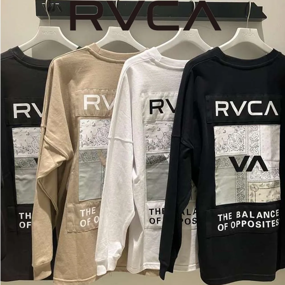 RVCA  |Paisley Unisex U-Neck Bi-color Long Sleeves Oversized