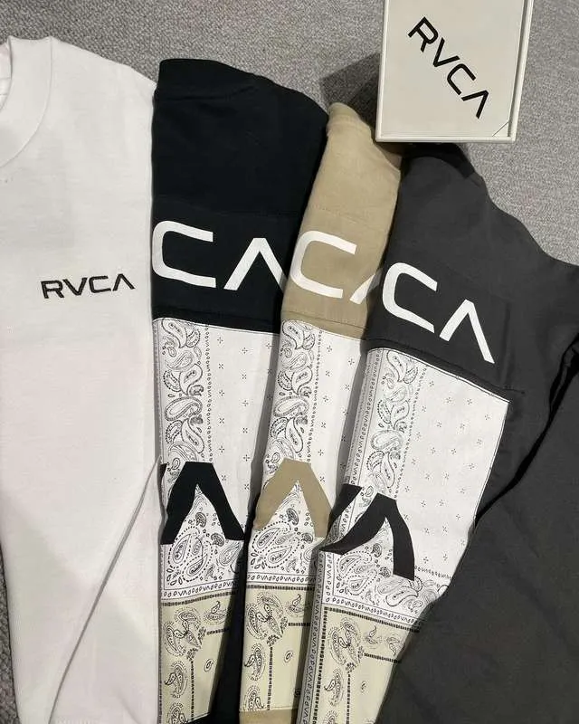 RVCA  |Paisley Unisex U-Neck Bi-color Long Sleeves Oversized