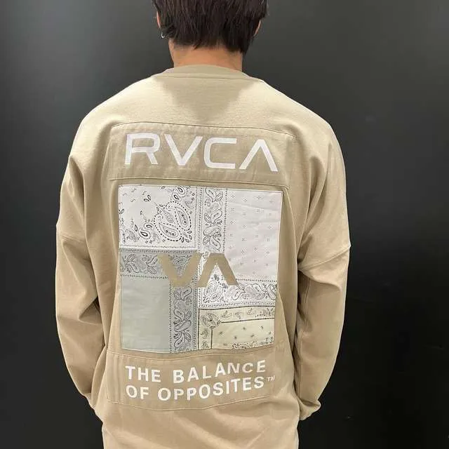 RVCA  |Paisley Unisex U-Neck Bi-color Long Sleeves Oversized