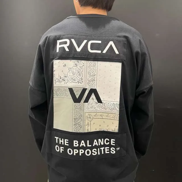 RVCA  |Paisley Unisex U-Neck Bi-color Long Sleeves Oversized