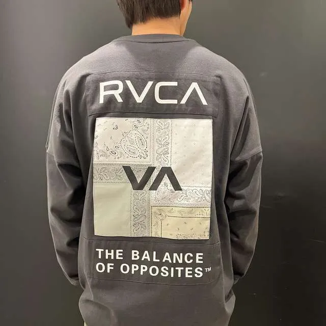 RVCA  |Paisley Unisex U-Neck Bi-color Long Sleeves Oversized