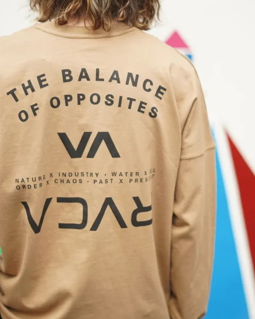 RVCA  |Unisex Street Style U-Neck Bi-color Long Sleeves