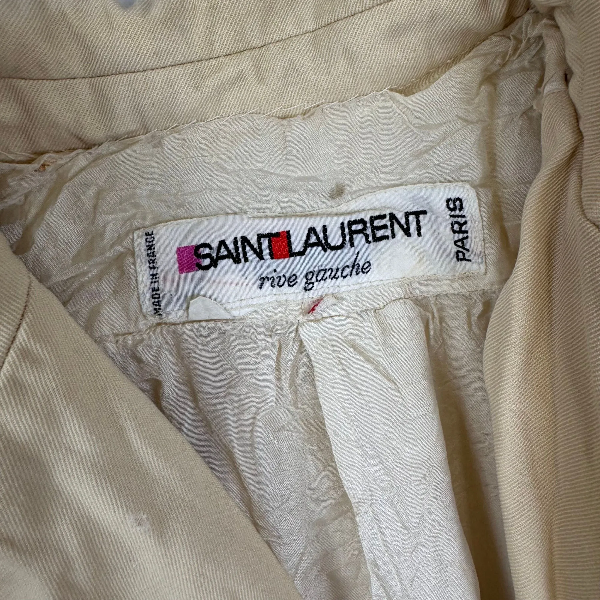 Saint Laurent Paris Rive Gauche Double-Breasted Blazer Jacket Beige