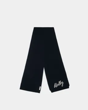 Scarf With Logo In Navy Blue Wool 