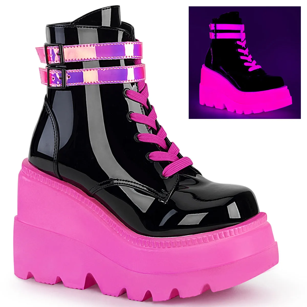 Shaker-52 Neon Pink Black Patent