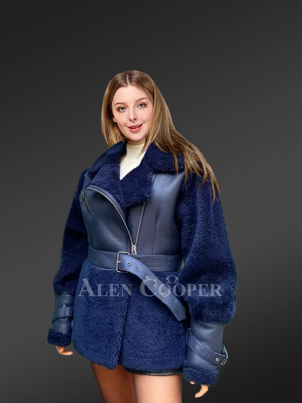 Sheepskin Shearling Coat women with Stylish Design