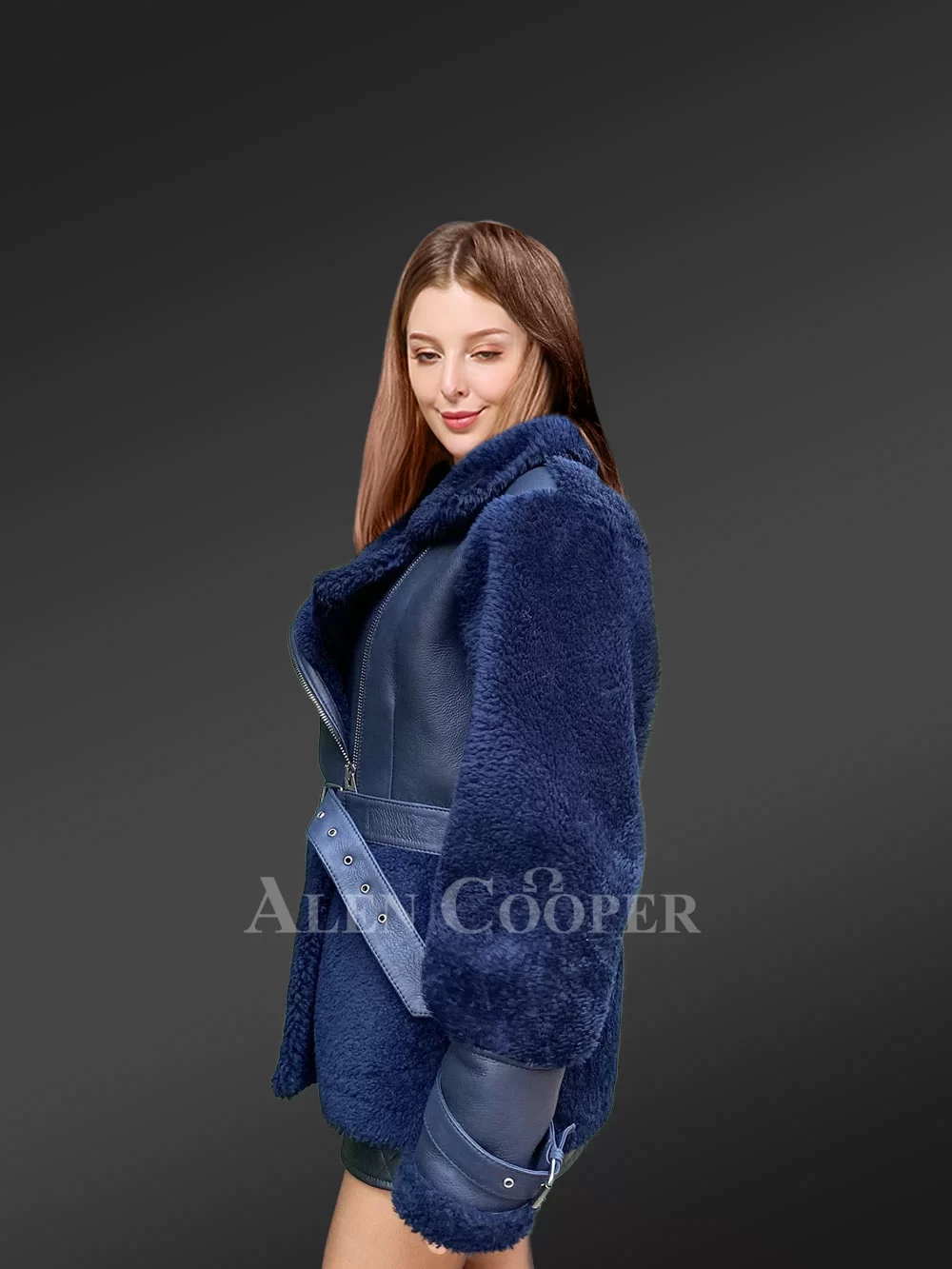 Sheepskin Shearling Coat women with Stylish Design