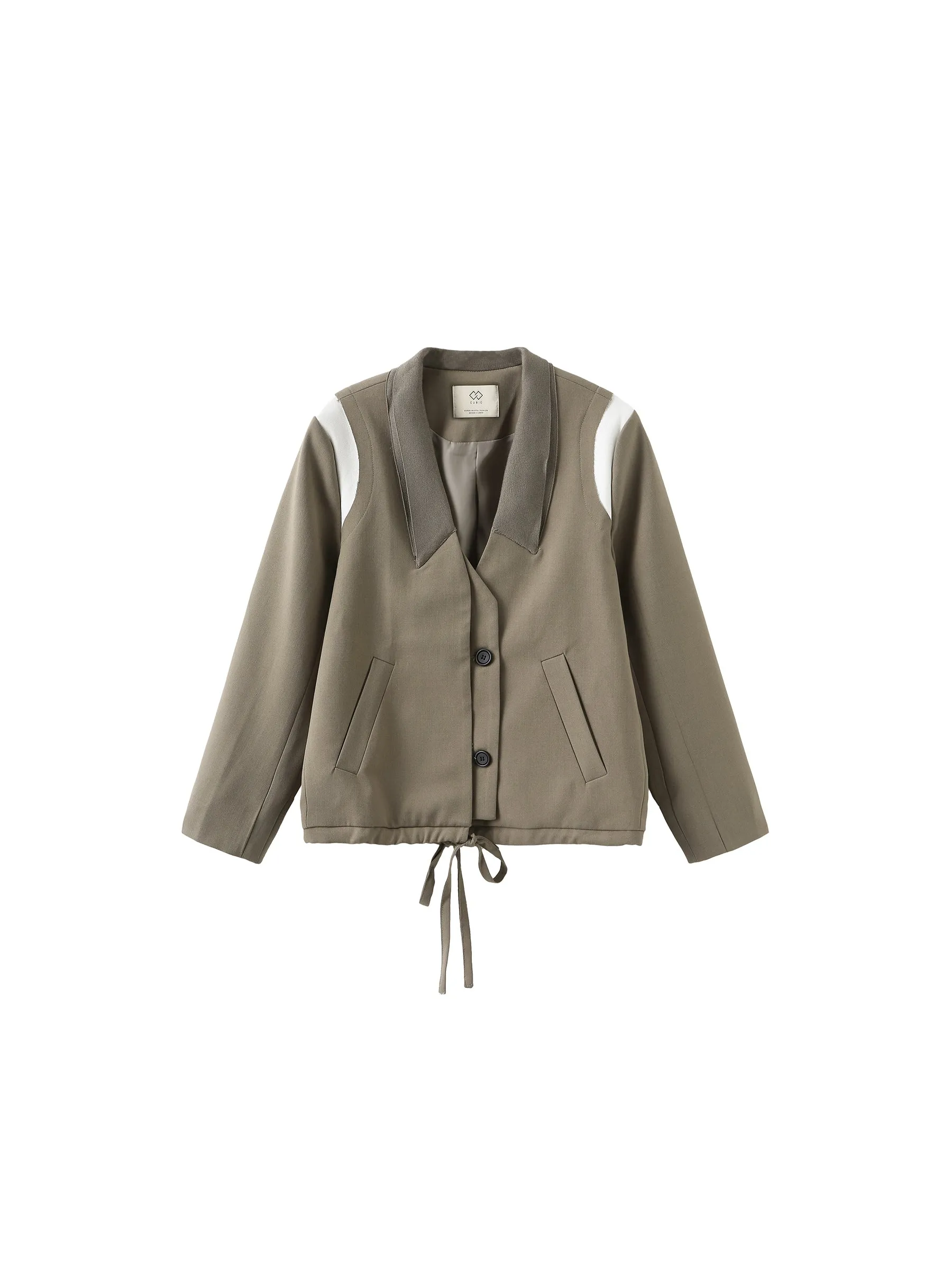 Shoulder Panel Drawstring Blazer