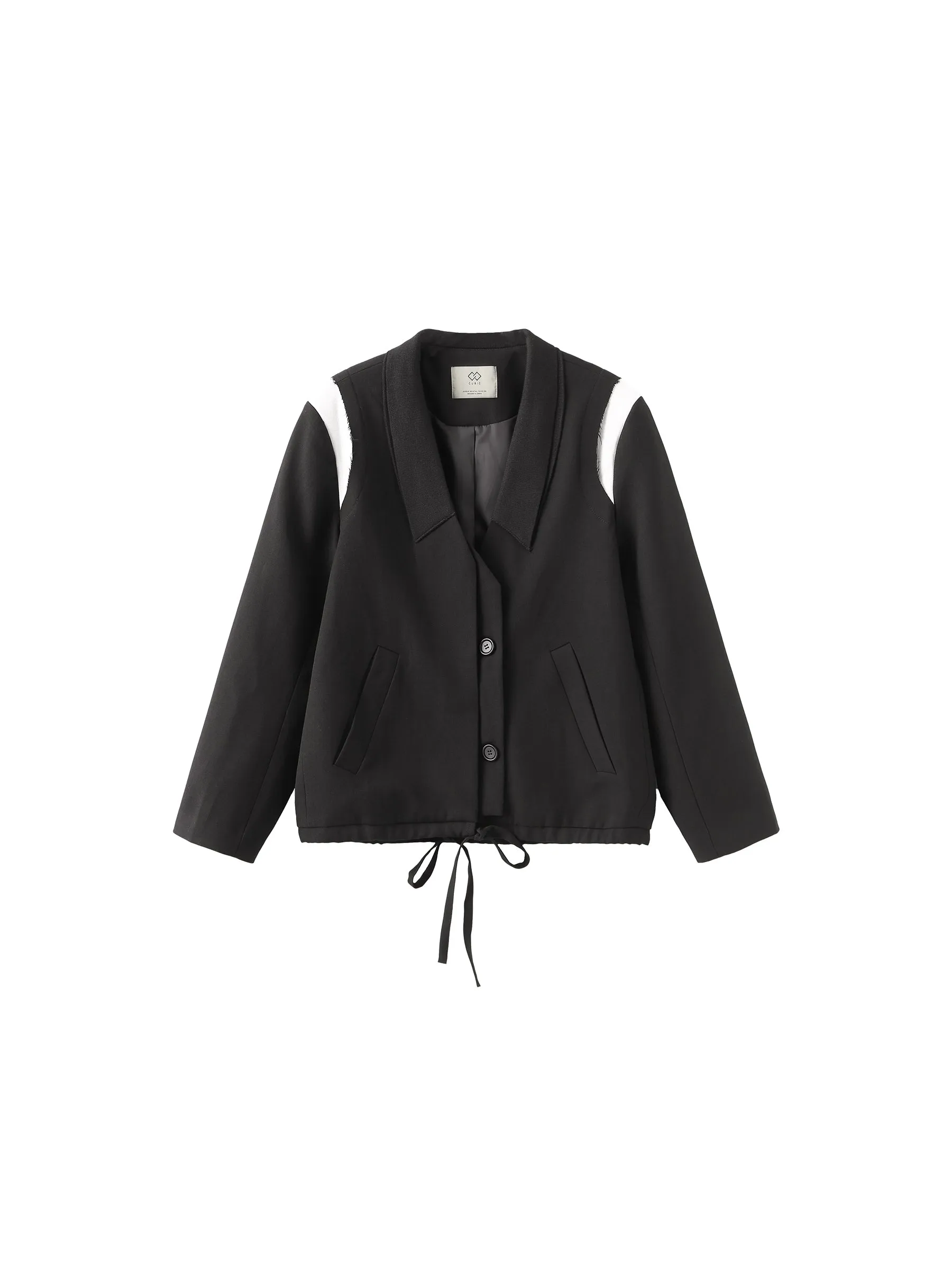 Shoulder Panel Drawstring Blazer