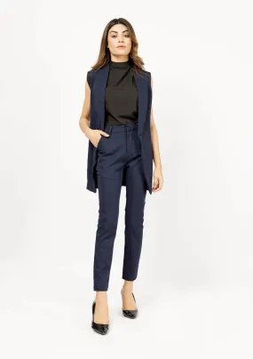 Sleeveless Blazer Vest - Navy Blue